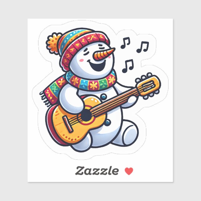 Sticker Cheerful Snowman Singing Xmas Songs (Feuille)
