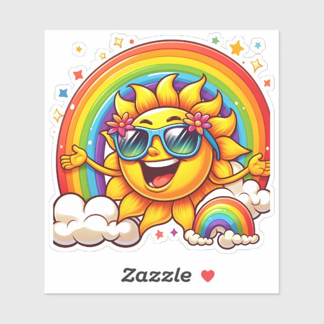 Sticker Cheerful Sun Spreading Positivity (Feuille)