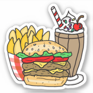 Sticker Cheeseburger Frites et Milk-Shake au Chocolat