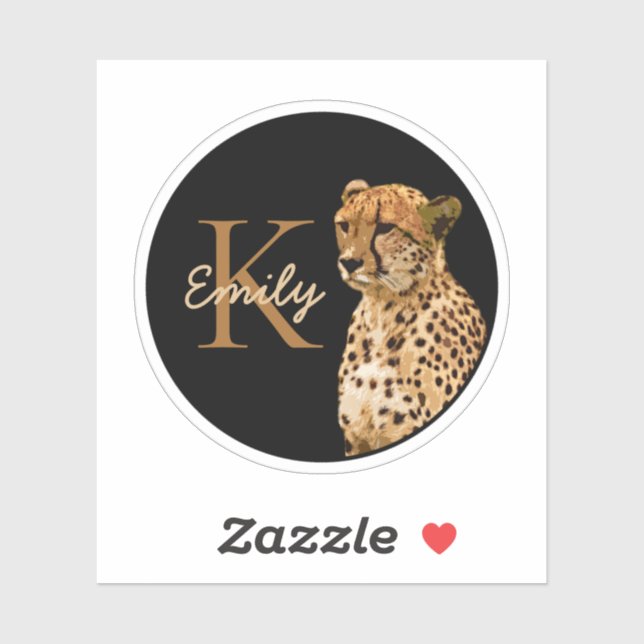 Sticker Cheetah léopard Imprimer monogramme Nom initial (Feuille)