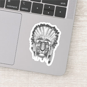 Sticker Chef de tigre de Natif américain