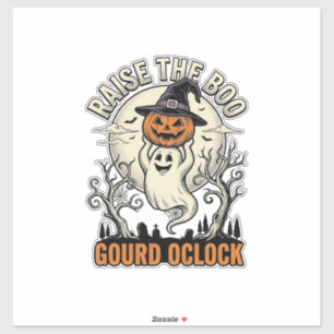 Sticker Chemise Citrouille Fantôme Gravure Halloween Vinta