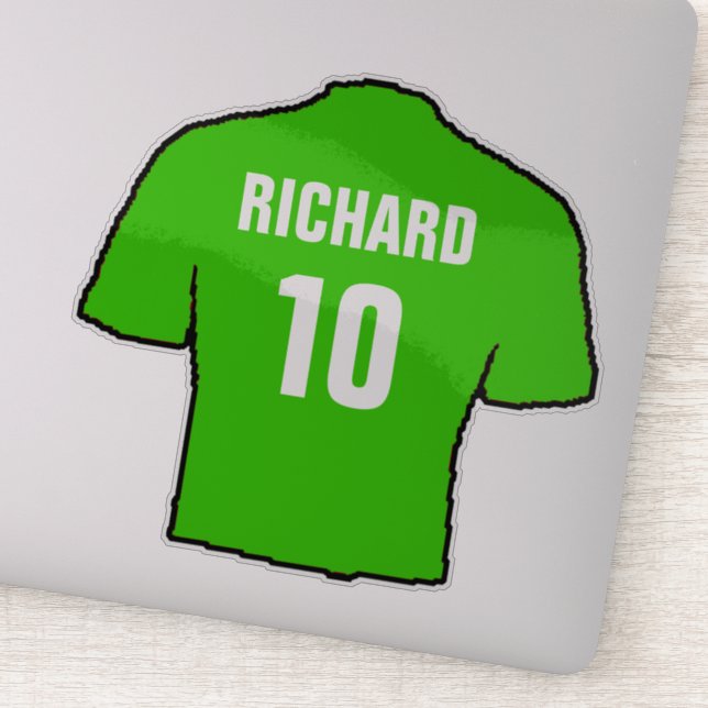 Sticker Chemise de football verte à personnaliser. (Détail)