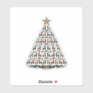 Sticker Chemise de gravure vintage d'arbre de Noël de renn