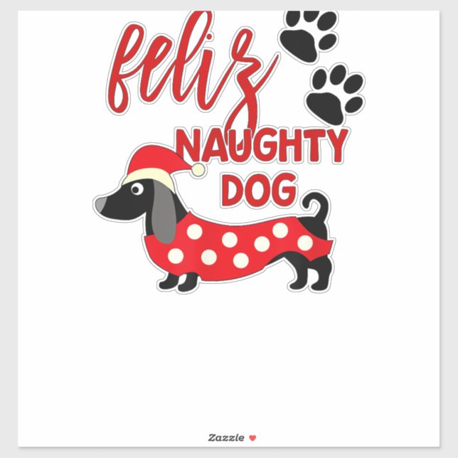 Sticker Chemise de Noël Dachshund _ Funny Feliz Naughty Do (Feuille)
