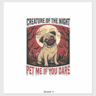 Sticker Chemise de pug Halloween avec cimetière effrayant