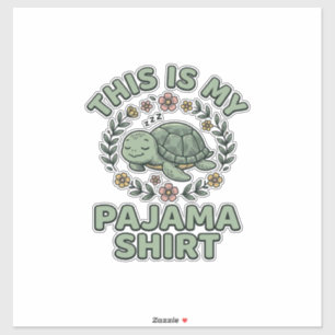 Sticker Chemise de pyjama tortue mignonne endormie Vecteur