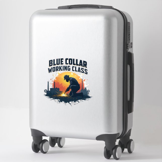 Sticker Chemise de soudure Proud Blue Collar Classe de tra (Sur valise)