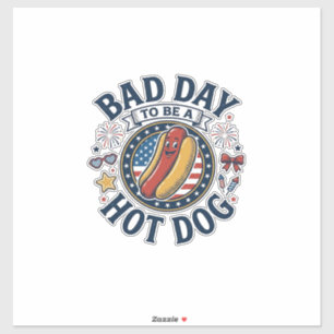 Sticker Chemise drôle de 4 juillet de Hot Dog patriotique