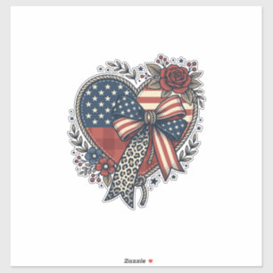 Sticker Chemise Fleurie à Nœud Papillon Cœur Patriotique V