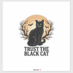 Sticker Chemise Halloween Chat Noir Vintage Lune Sombre Ch