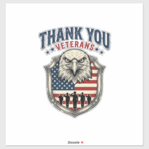 Sticker Chemise Thank You Veterans Patriotic Eagle Shield_