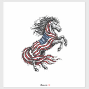 Sticker Chemise vectorielle de cheval cabré patriotique vi