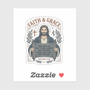 Sticker Chemise vintage brodée de Jésus en point de croix