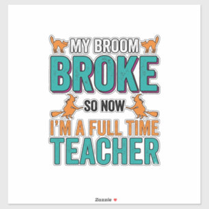 Sticker Chemise Vintage Drôle Halloween Prof Broom Brisé
