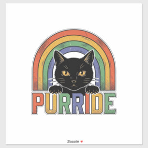Sticker Chemise vintage Purride chat noir arc-en-ciel Desi