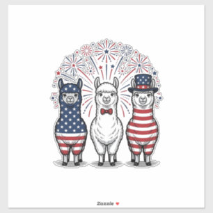 Sticker Chemise Vintage Vector Llama Patriotique Feu d'Art