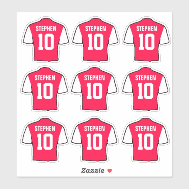 Sticker Chemises de football rouges et blanches (Feuille)