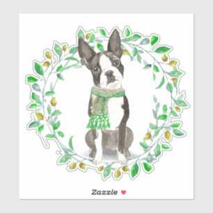 Sticker Cher petit Boston Terrier avec l'écharpe