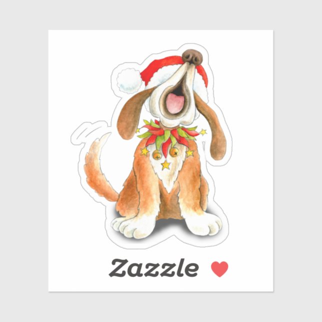 Sticker Chérie de Noël mignonne chanteuse chien (Feuille)