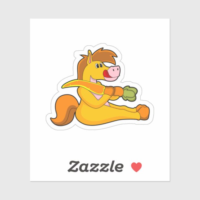 Sticker Cheval à la carotte (Feuille)