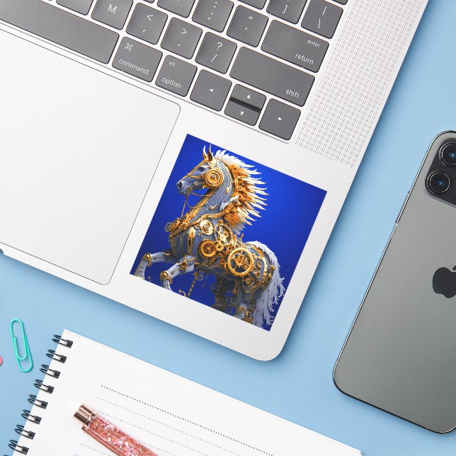 Sticker Cheval Ai (Ordinateur portable avec iPhone)