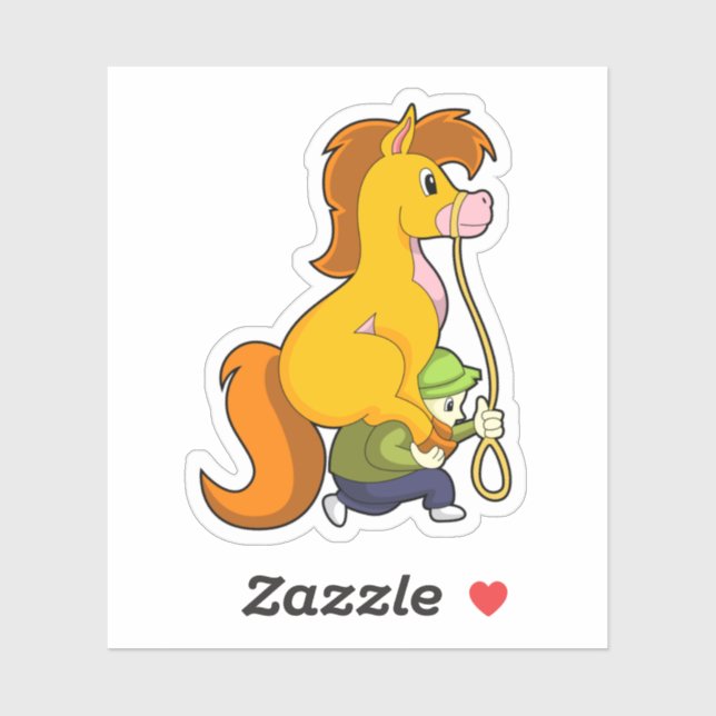 Sticker Cheval avec Boy.PNG (Feuille)