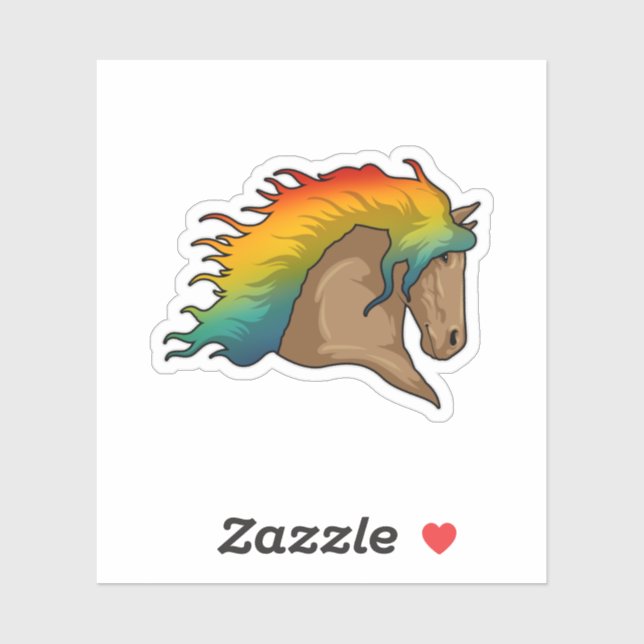 Sticker Cheval avec cheveux arc-en-ciel (Feuille)