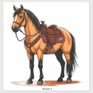 Sticker Cheval Brun Avec Selle