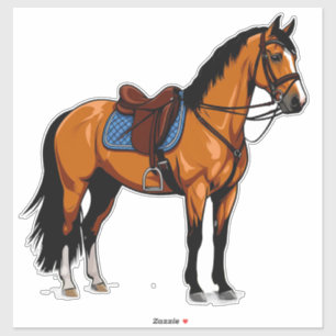 Sticker Cheval Brun Avec Selle