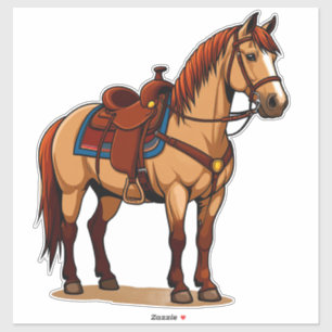 Sticker Cheval Brun Avec Selle