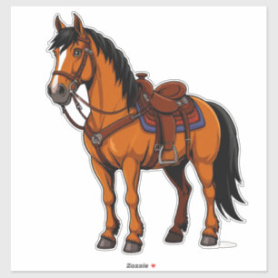 Sticker Cheval Brun Avec Selle