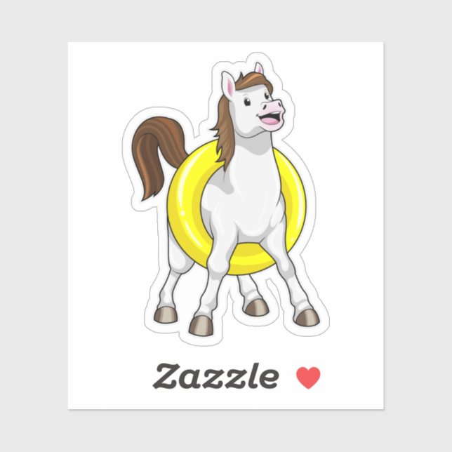Sticker Cheval comme nageur avec Lifebouy (Feuille)