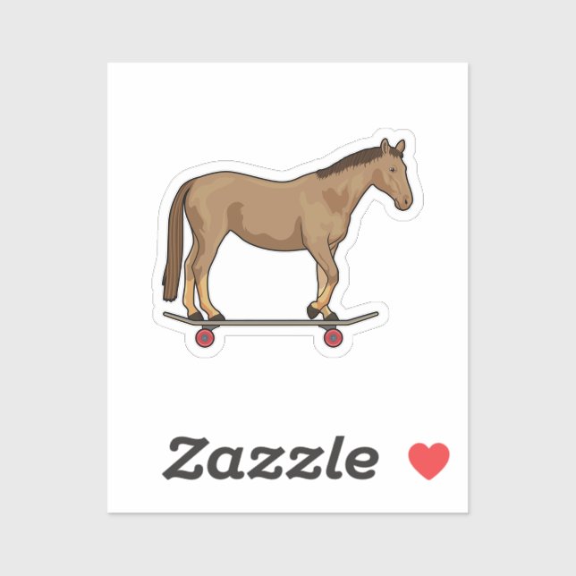 Sticker Cheval comme patineur sur skateboard (Feuille)