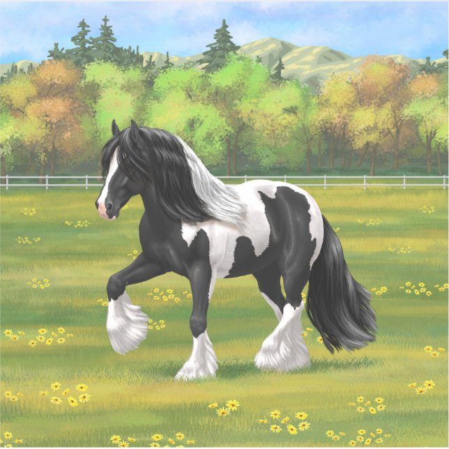 Sticker Cheval d'attelage de la bandelette tzigane noire d (Devant)