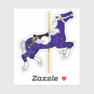 Sticker Cheval de carrousel avec conception ciel de nuit