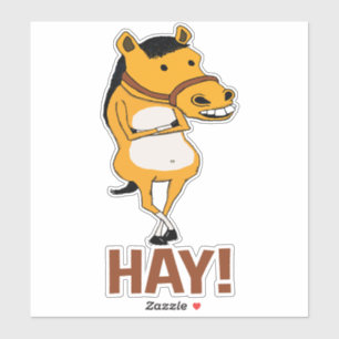 Sticker Cheval drôle laissé tomber par pour dire le foin