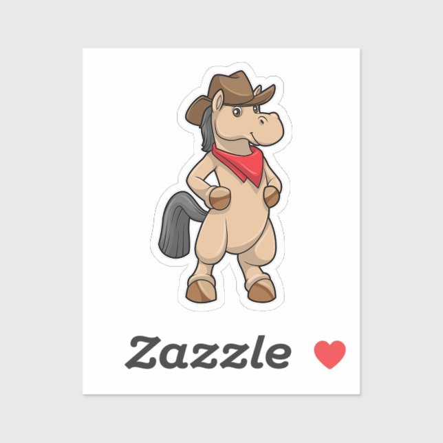 Sticker Cheval en cow-boy (Feuille)