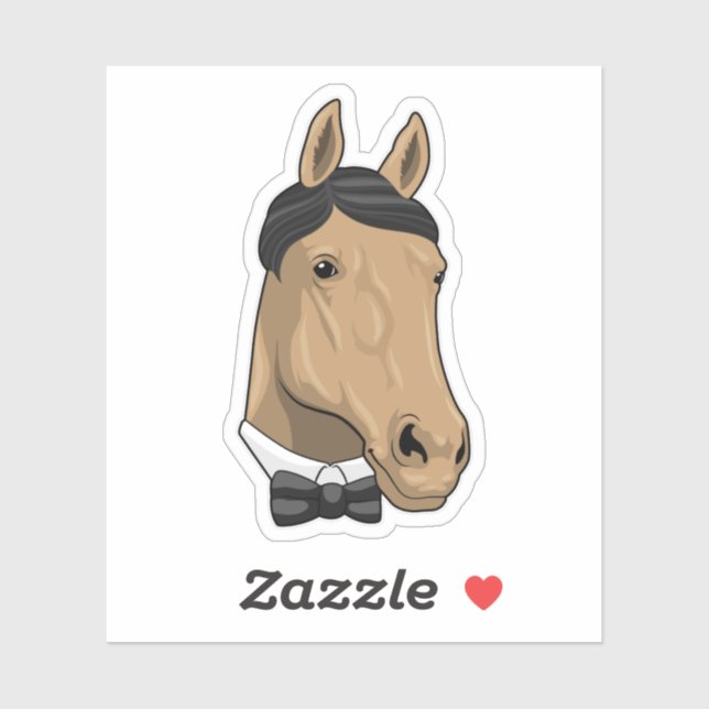 Sticker Cheval en Gentleman avec cravate de Bow (Feuille)