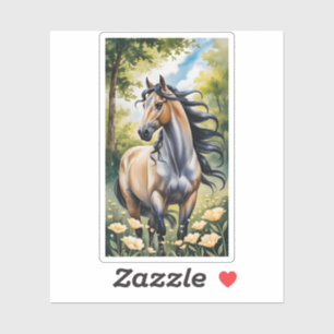 Sticker Cheval majestueux à l'aquarelle à la crinière flui