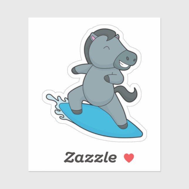 Sticker Cheval Surfer Sports nautiques (Feuille)