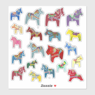 Sticker Chevaux Dala multicolores