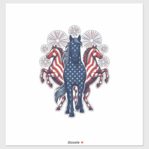 Sticker Chevaux patriotiques Conception vectorielle de feu
