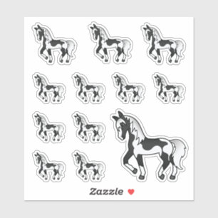 Sticker Chevaux Trotteurs de Dessin Animé Mignons Pinto No