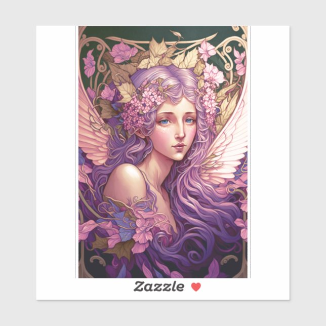 Sticker Cheveux pourpre Fairy Angel Imaginaire Art (Feuille)