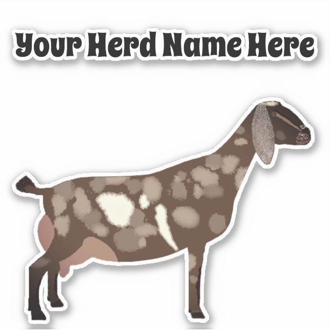 Sticker Chèvre laitière nubienne personnalisée (Devant)