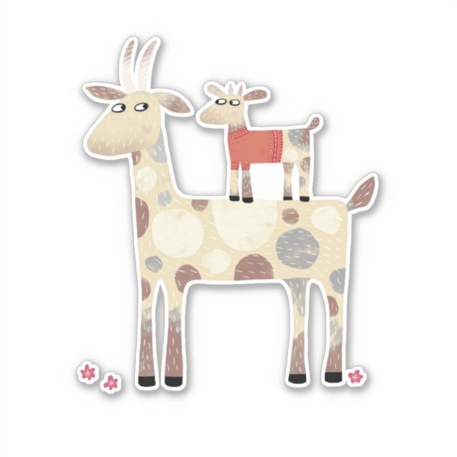 Sticker Chèvre mignonne et enfant (Devant)