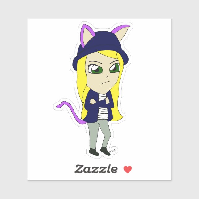 Sticker chibi catgirl (Feuille)