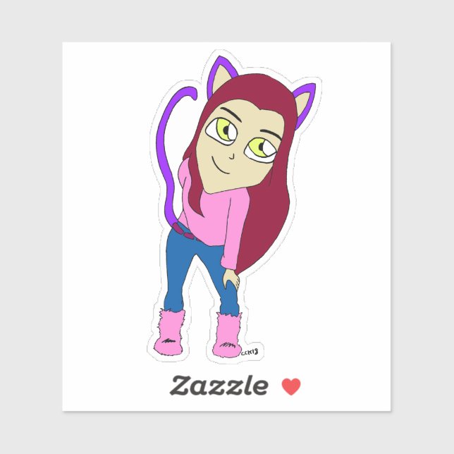 Sticker chibi catgirl (Feuille)