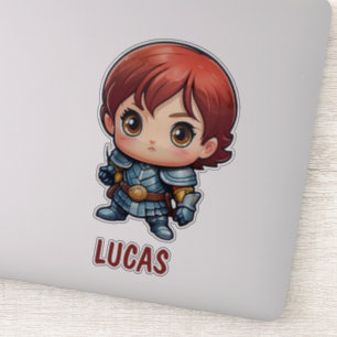 Sticker Chibi Chevalier Enfant Personnalisé Vinyle